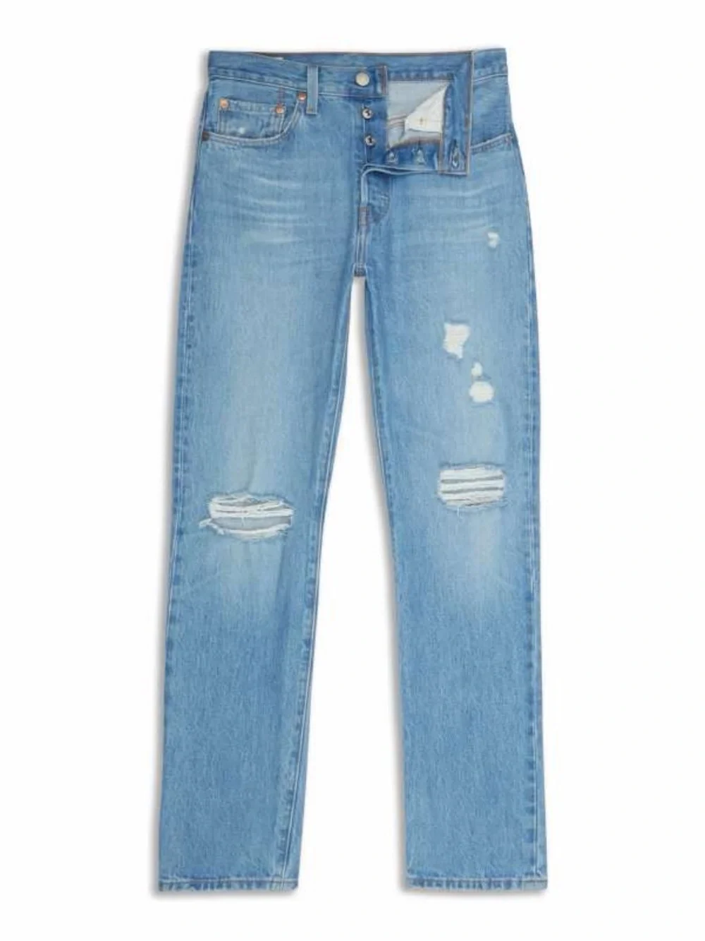 Women’s | Levi’s 501 Distressed High Rise Straight Jeans, Medium Wash | W26